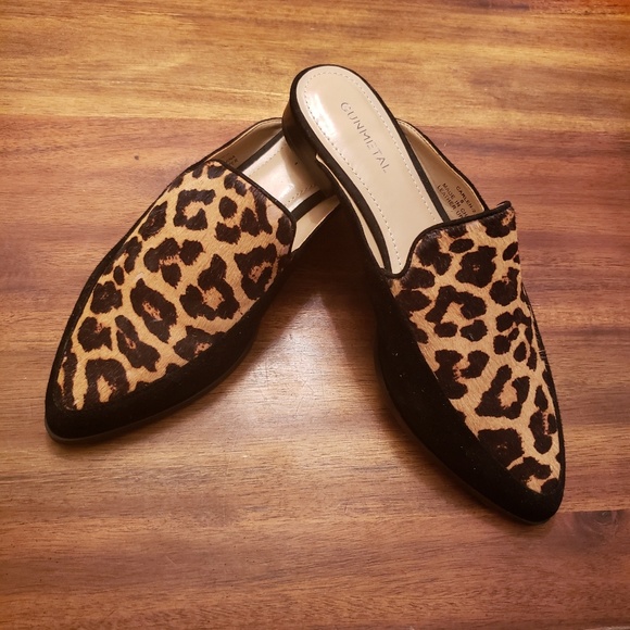gunmetal Shoes - Gunmetal Carlen Leopard Mule